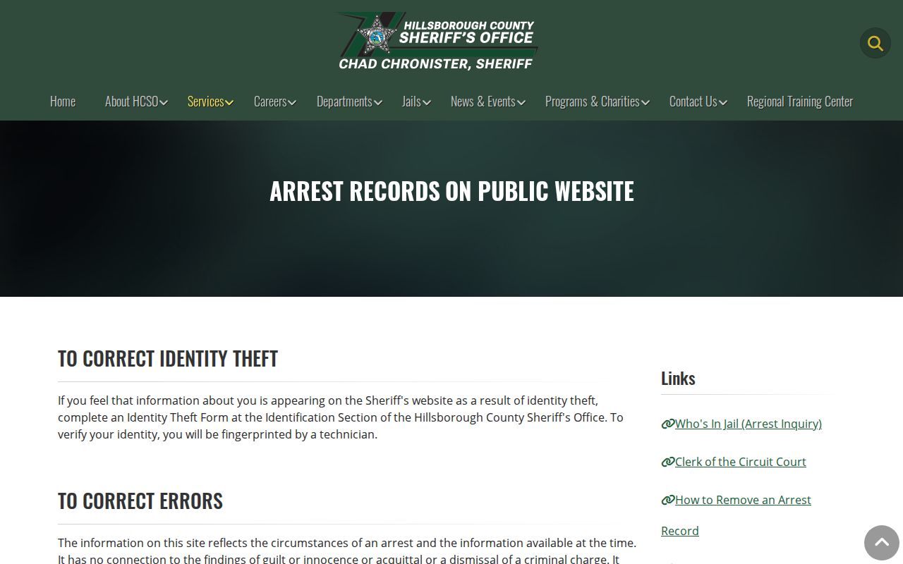 HCSO arrest record timing and public record explanation